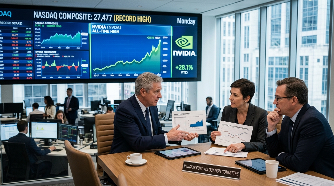Nvidia at a Record. Three Pension Giants Think the Nasdaq Is Now Just Three Stocks.